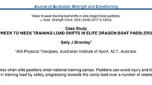 Are training camp loads appropriate for our Aussie dragon boat paddlers?