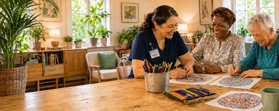 art kits for healthcare being used in a senior home
