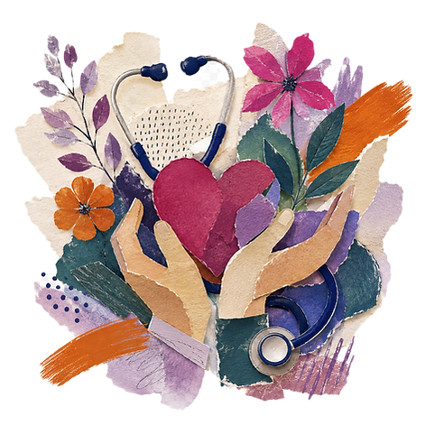 collage graphic of art in healthcare