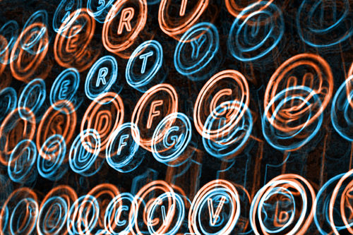 Neon Typewriter Keys