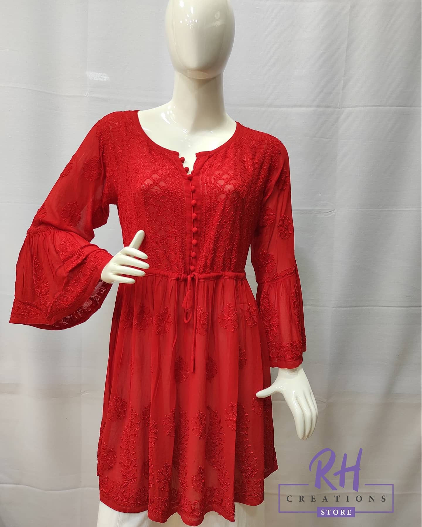 Hand Embroidered Viscose Lucknowi Chikankari Kurti