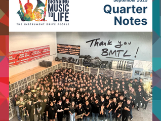 Montezuma-Cortez Middle School displaying the instruments received from Bringing Music to Life.