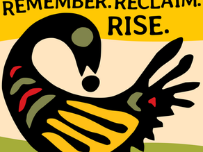 An african inspired bird with 2025 Black Philanthropy Month theme, Sankofa Now! Remember. Reclaim