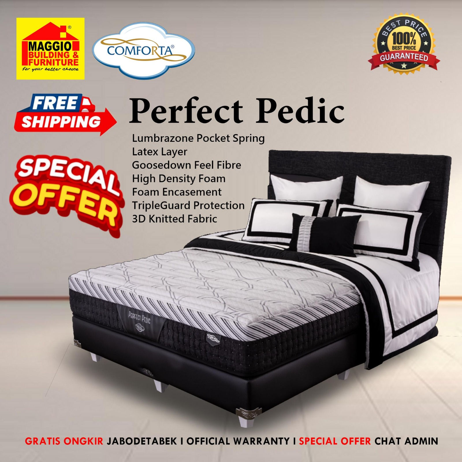 KASUR SPRINGBED COMFORTA 2021 - KASUR PERFECT PEDIC - COMFORTA