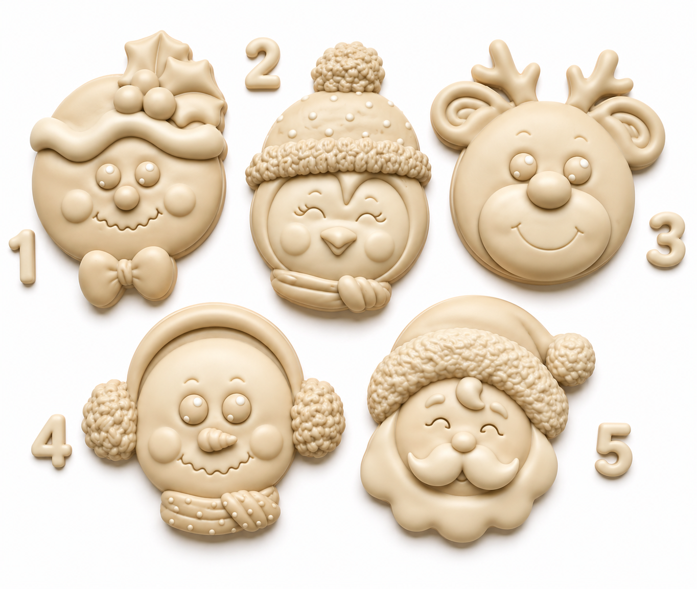 Christmas Character Heads, Bath Bomb Mould or Stl File