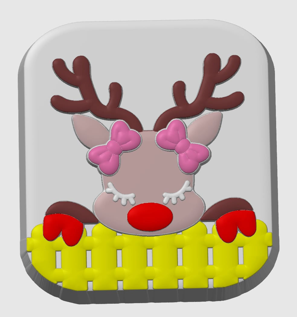 Christmas Reindeer 2 Bows, Bath Bomb Mould