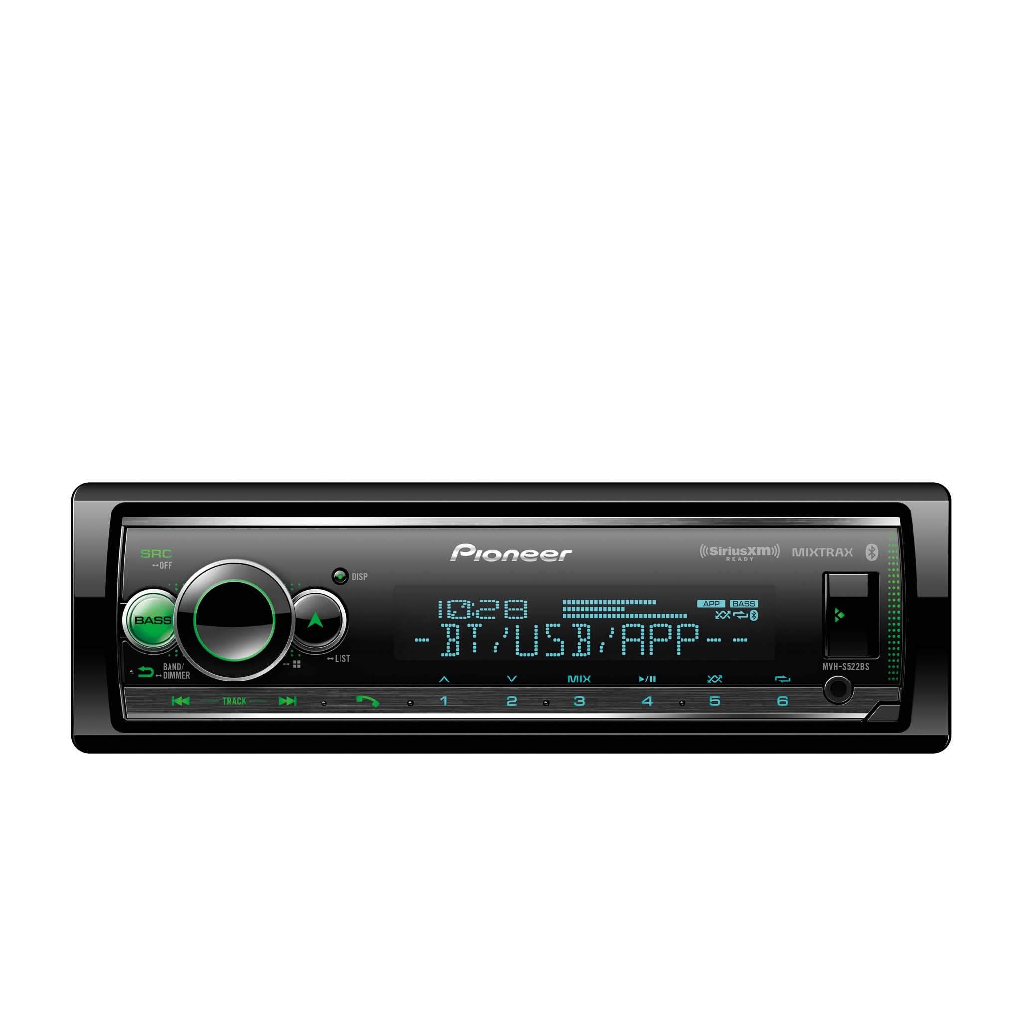Pioneer MVH-S522BS 1-DIN Digital Media Receiver | SiriusXM-Ready & Bluetooth