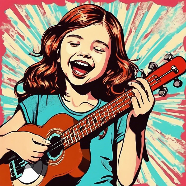 ten year old girl plays a small ukulele and sings .jpg