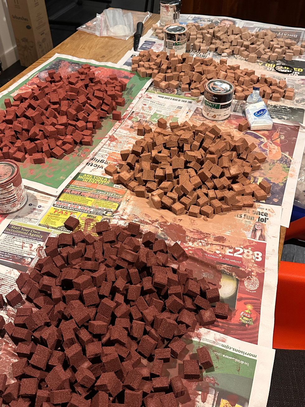 more painted foam cubes..