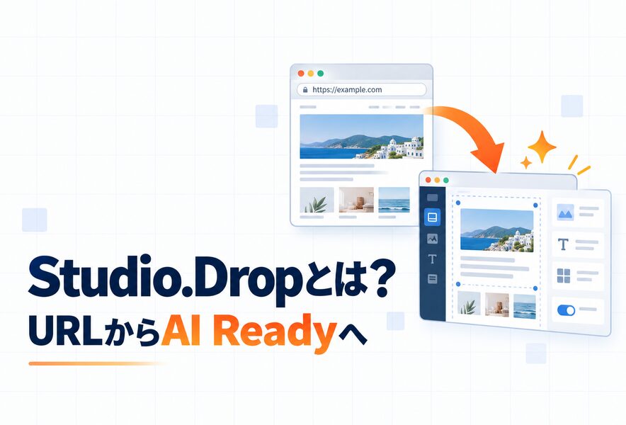 Studio.DropのURLインポートとAI編集を解説するアイキャッチ