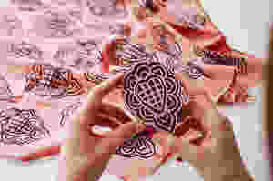 Sello artesanal estampa textil tela estampada