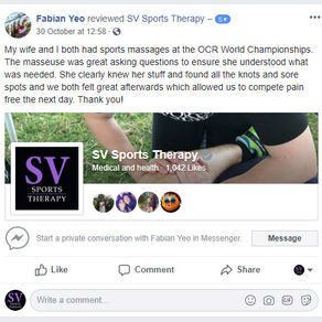 "Annabel clearly knew her stuff and found all the knots and sore spots" - Fabian Yeo, OCR 