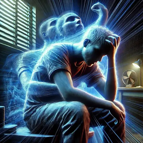 DALL·E 2024-11-05 13.57.36 - A vivid, realistic image of a person sitting in a dimly lit r