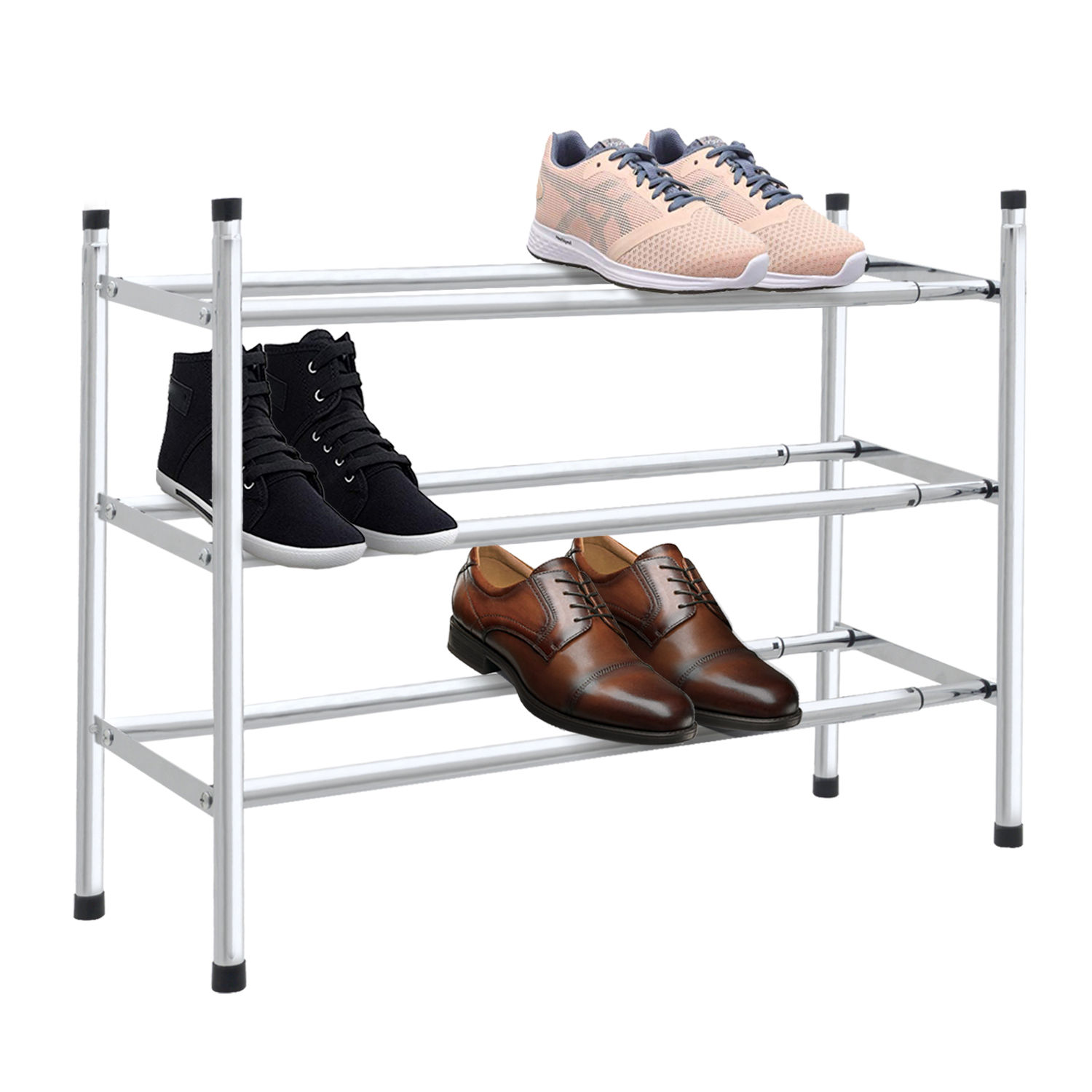 701427-Knight 3 Tier Shoe Rack (Chrome)