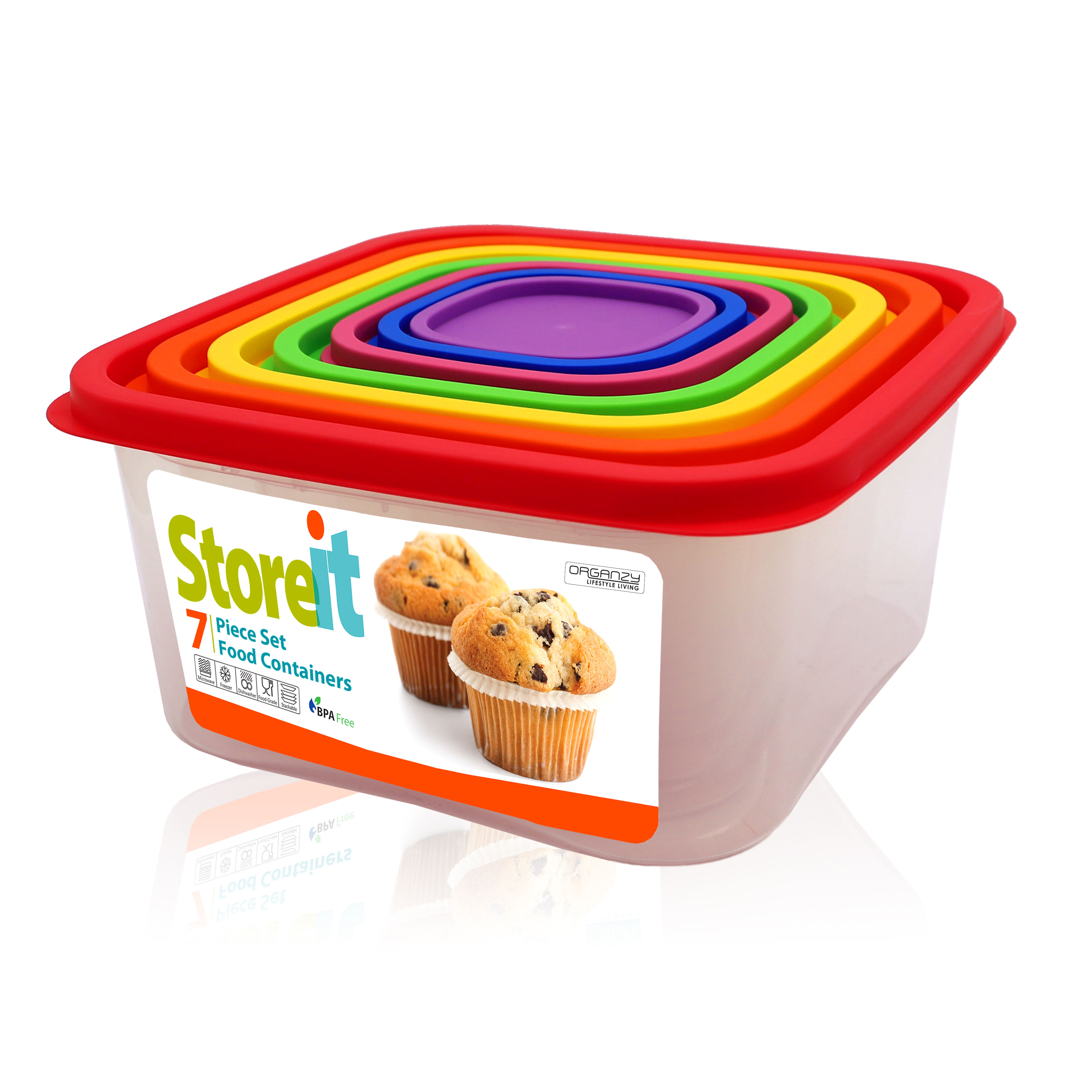 922211-KNIGHT 7 Piece Rainbow Food Container Set with Lid