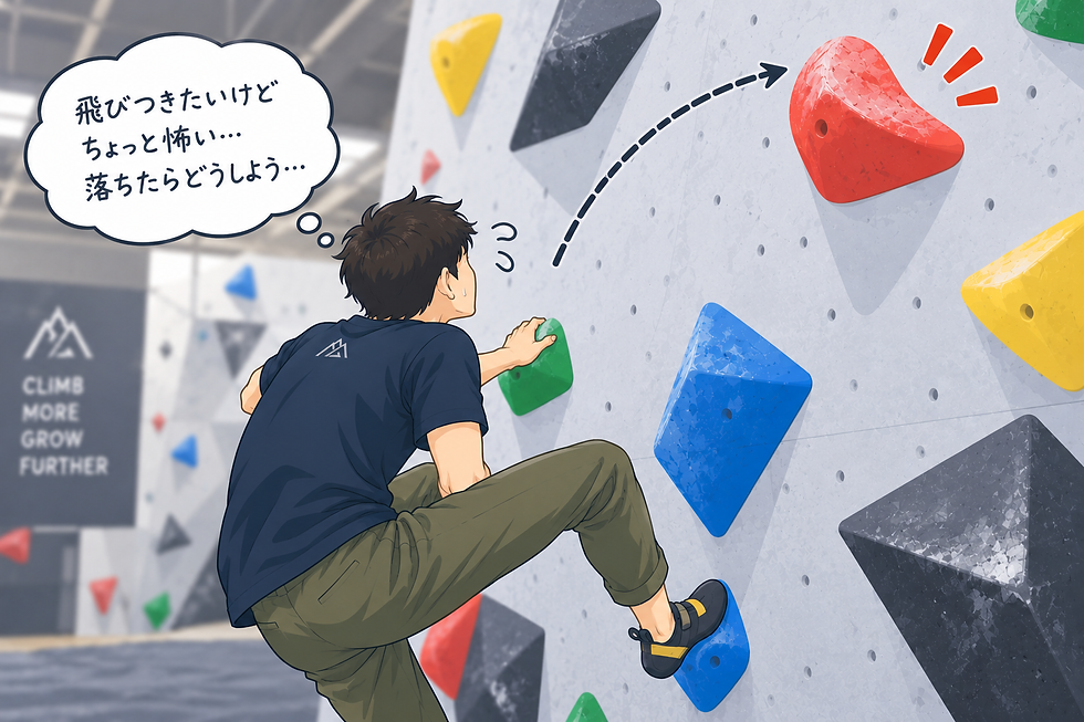 ムーブへの恐怖心でブレーキがかかっているクライマー