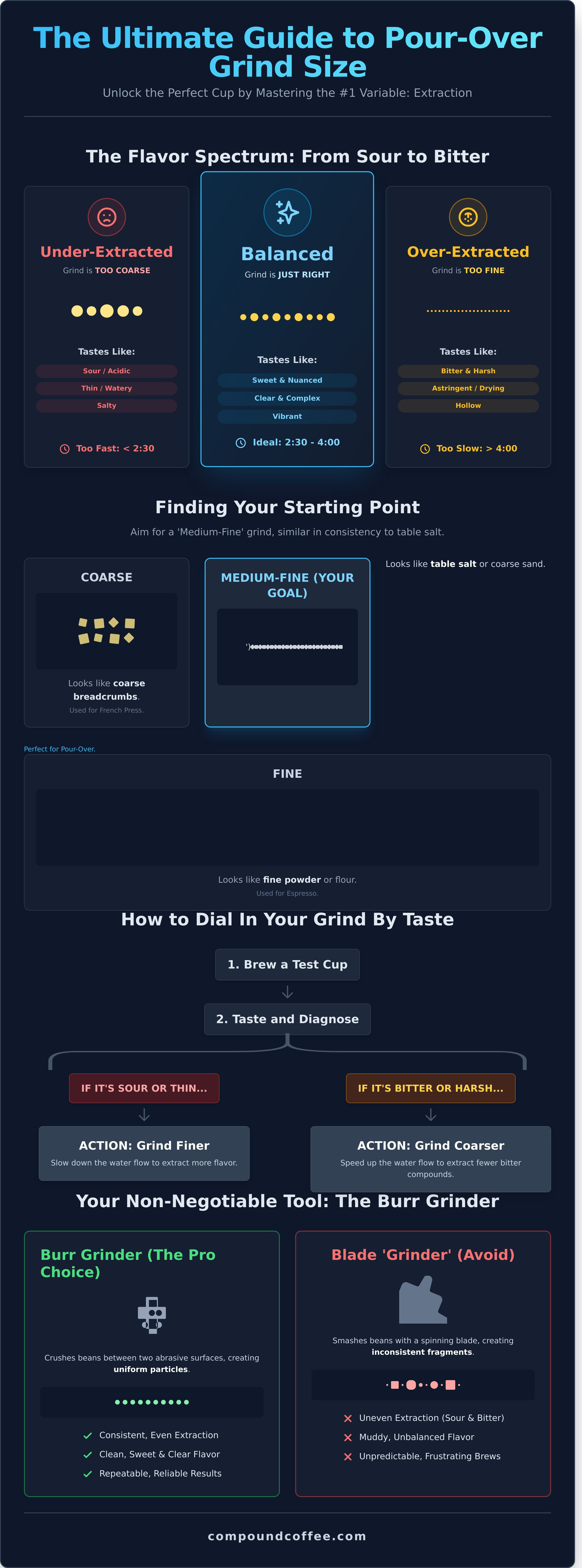 What grind size for pour over infographic - visual guide