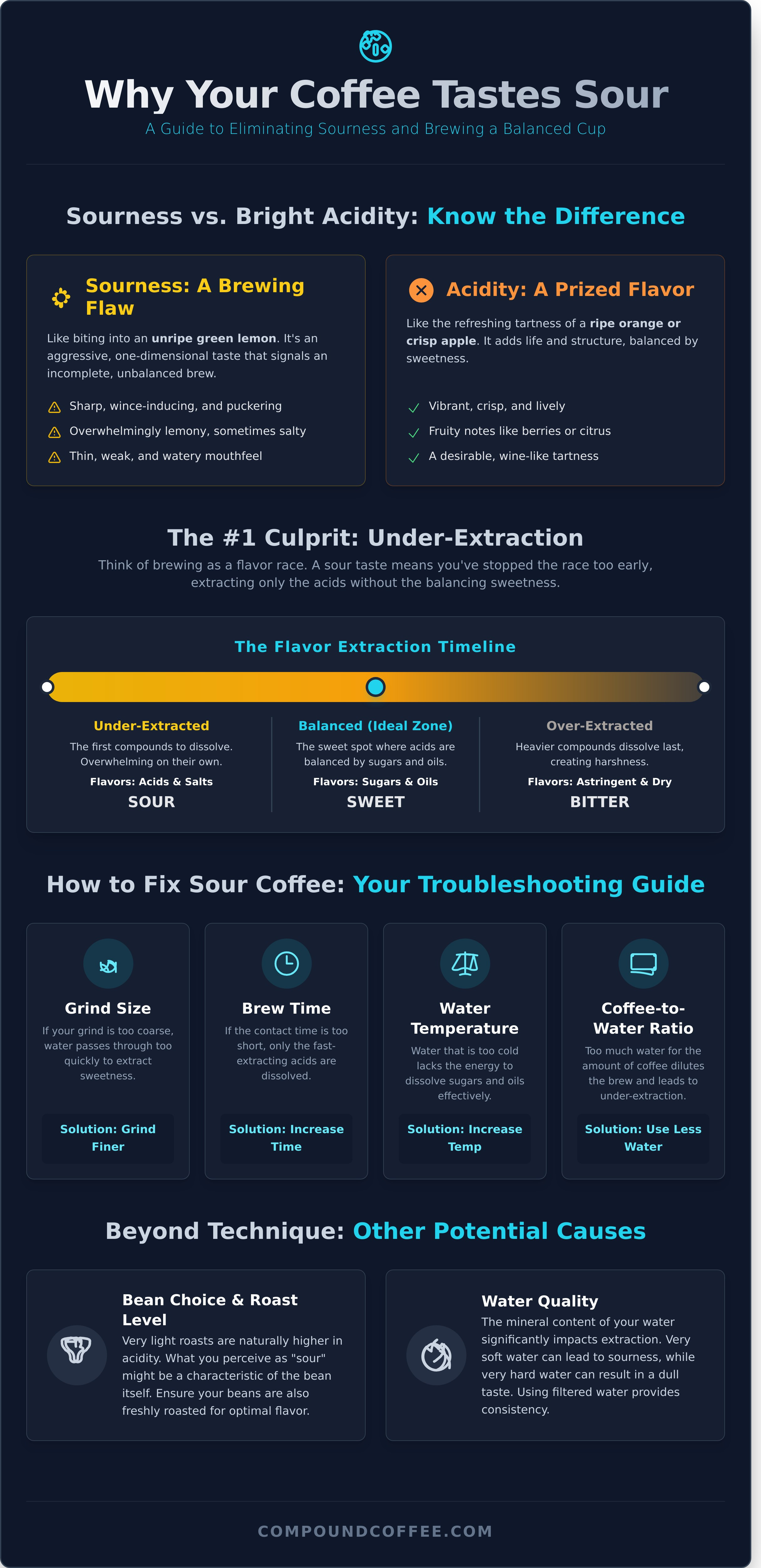Why does my coffee taste sour infographic - visual guide