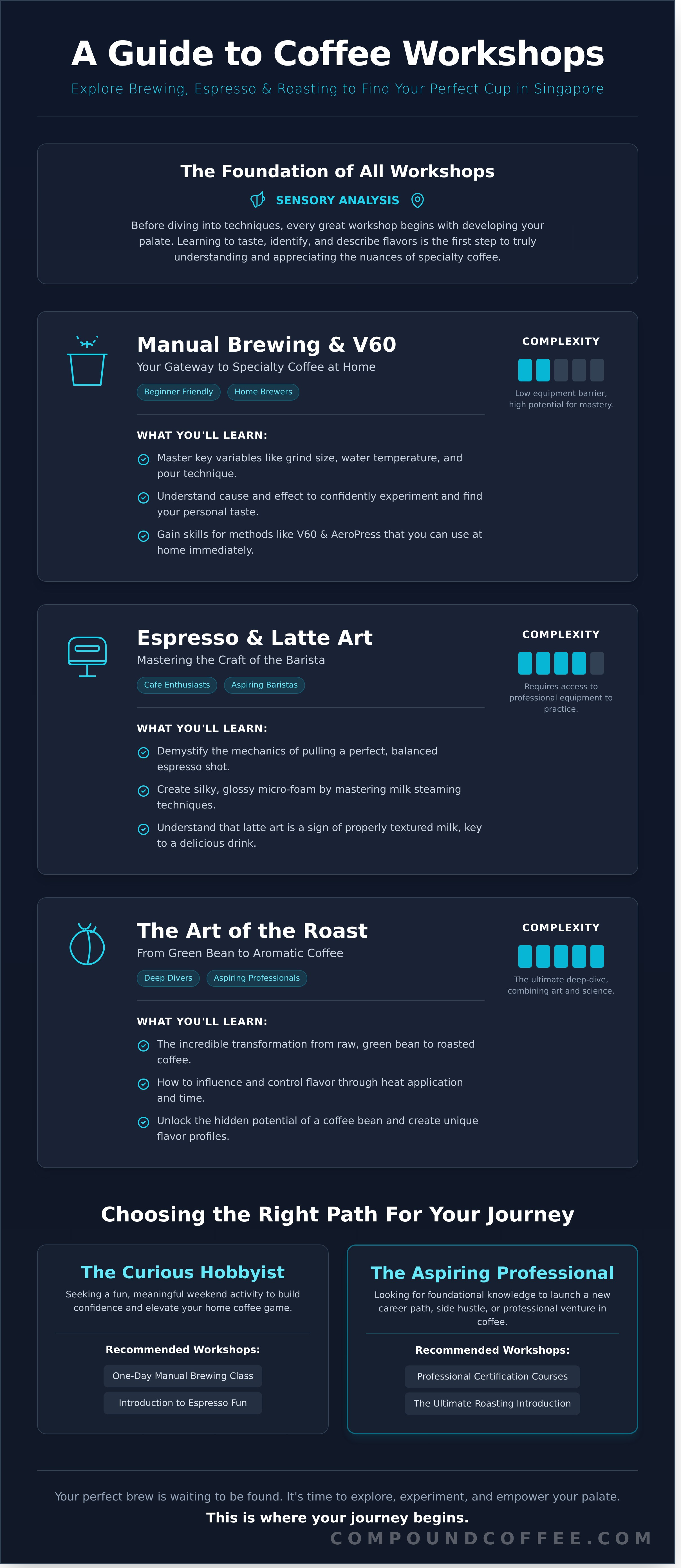 Coffee workshops singapore infographic - visual guide