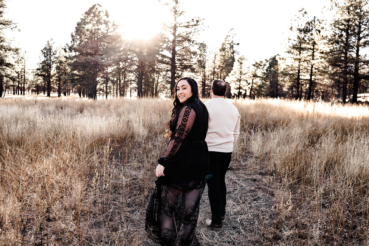 moody flagstaff forest engagement photographer