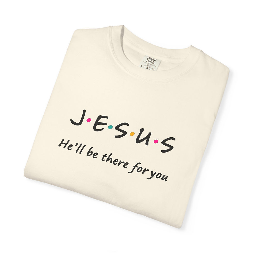 Thumbnail: Faith-Inspired  T-Shirt: 'JESUS - He'll be there for you', Spiritual Apparel