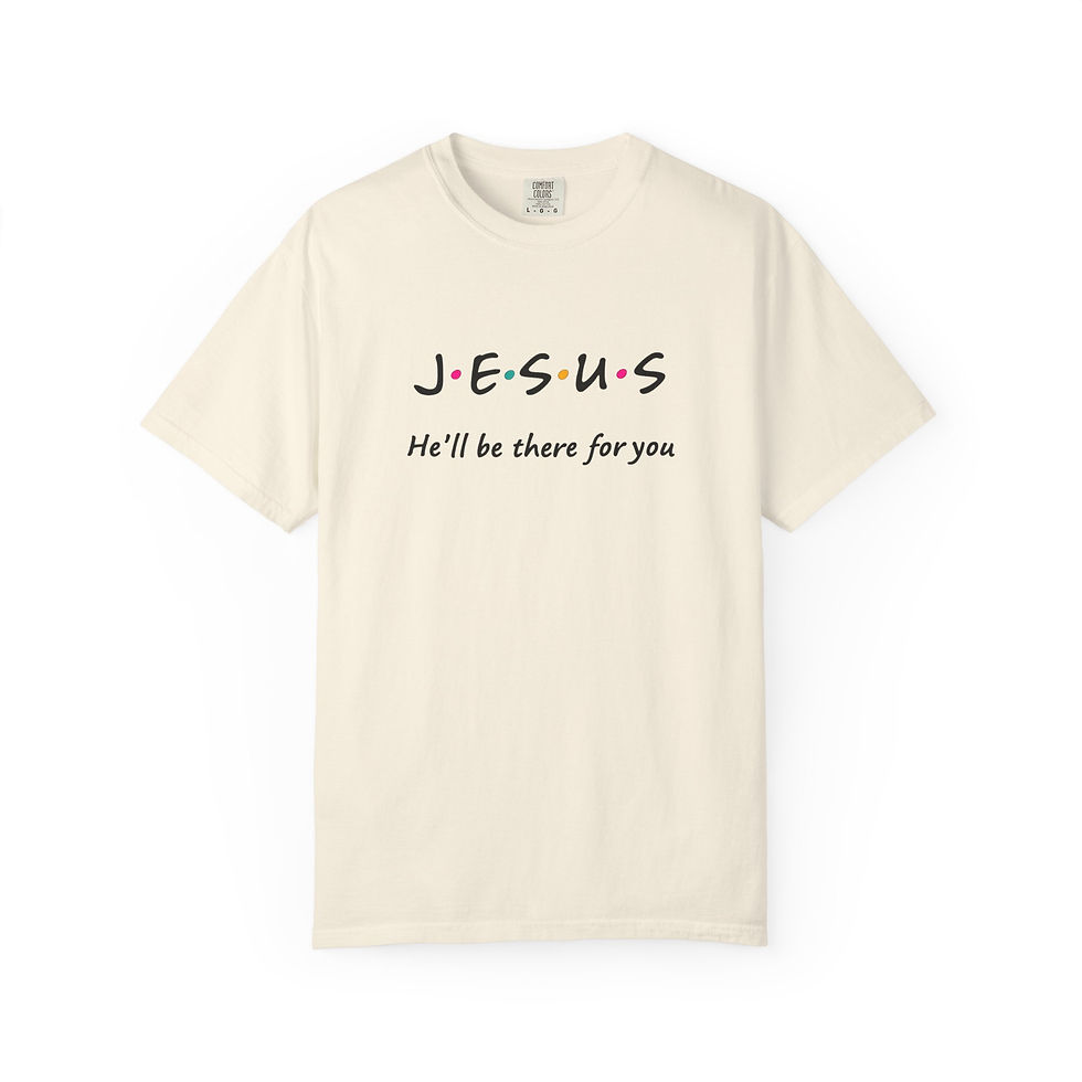 Thumbnail: Faith-Inspired  T-Shirt: 'JESUS - He'll be there for you', Spiritual Apparel