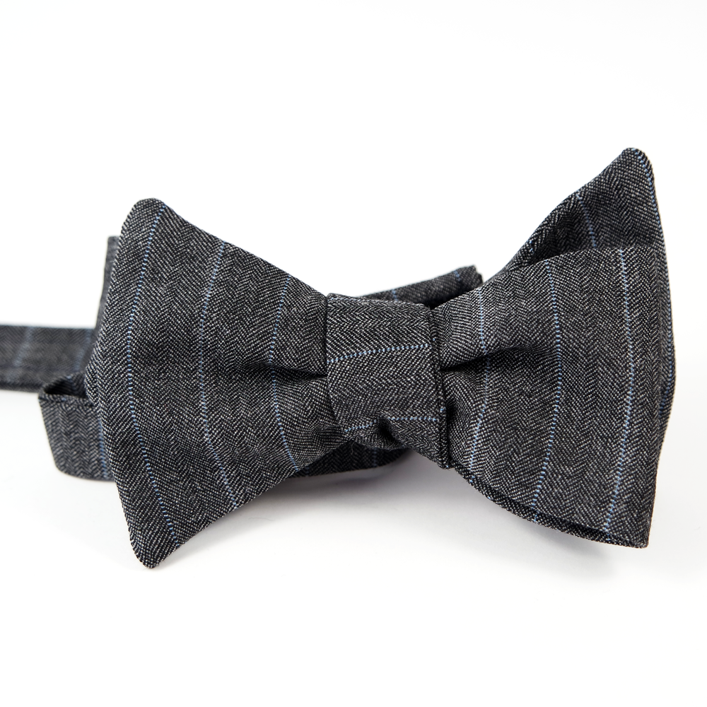 Chalk-Stripe Bowtie (light blue over grey)