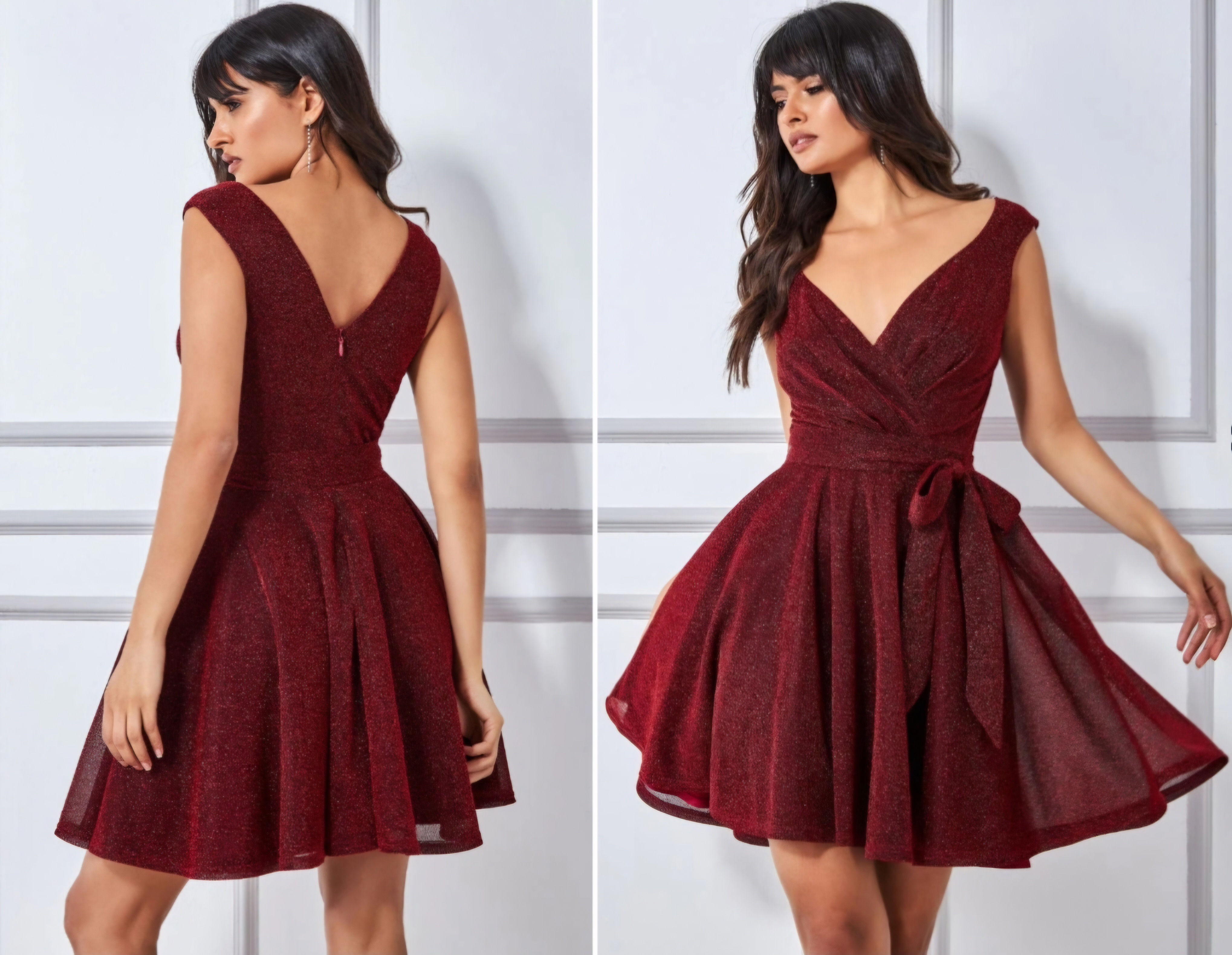 Goddiva Cross Over Skater Dress