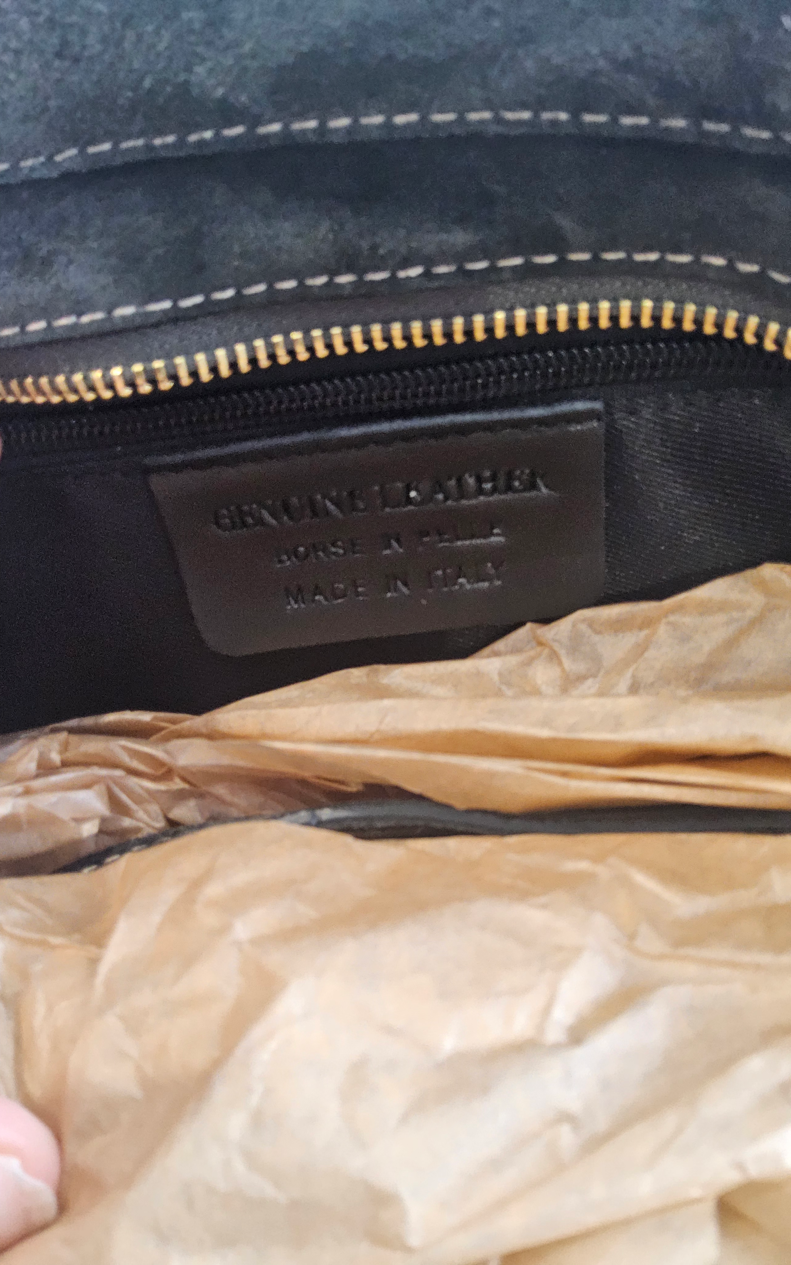 Italian Rectangular Suede & Leather Handbag – Black