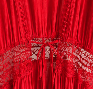lace detailing on red beach cover up / summerlillys