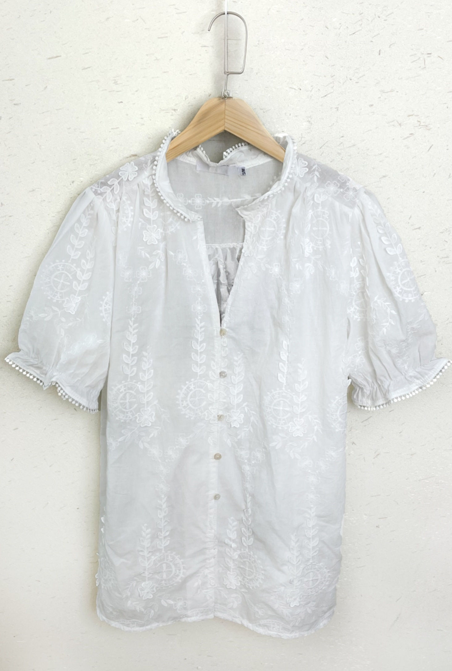 White Embroidered Cotton Blouse