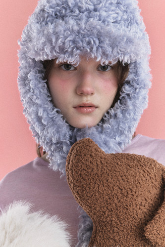 キャップ POESIE DAME : 24FW / KNOT EARFLAP HAT (2COLORS) KNOT EARFLAP HAT IN FURRY BLUE | POESIEDAME