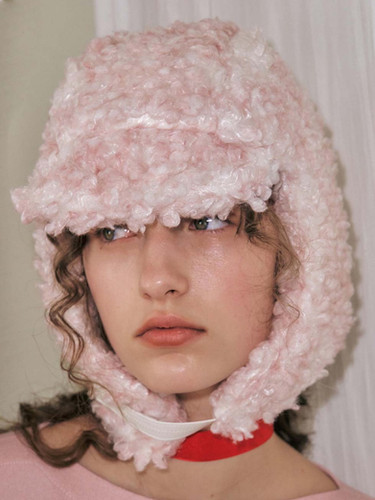 POESIE DAME☆CURLY EARFLAP HAT CURLY EARFLAP HAT IN CLOUD PINK | POESIEDAME