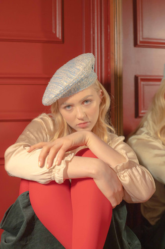 la valse' tweed beret in blue | POESIEDAME