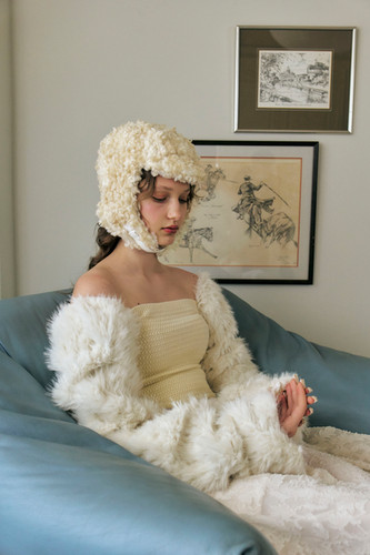 POESIE DAME☆CURLY EARFLAP HAT CURLY EARFLAP HAT IN BEIGE | POESIEDAME