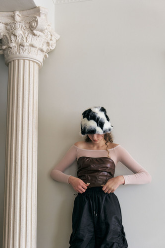 POESIE DAME☆FUR MEATEL HAT PETIT FUR MEATEL HAT IN PINK SNOW | POESIEDAME