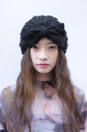 帽子・その他 POESIEDAME : 25SS / FLORAL LACE TURBAN (BLACK) FLORAL LACE TURBAN IN BLACK | POESIEDAME