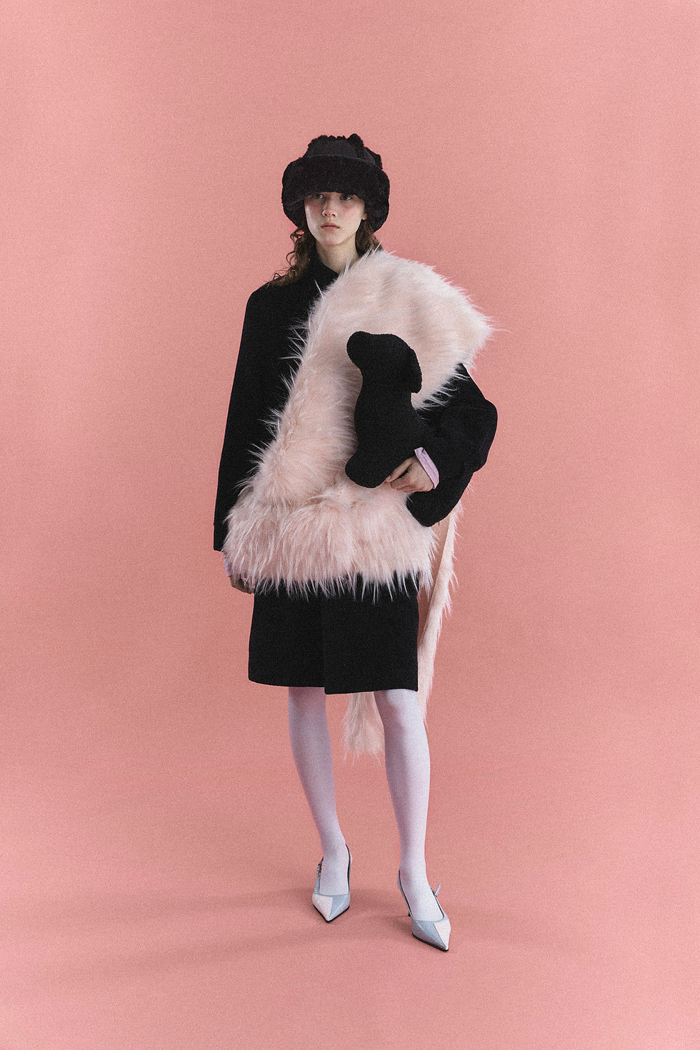 ハット POESIE DAME : 24FW / FUR TOQUE HAT (3COLORS) FUR TOQUE HAT IN SUEDE BLACK | POESIEDAME