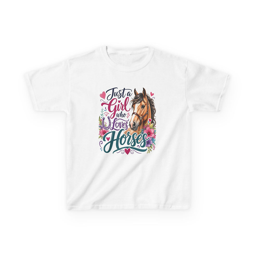 Thumbnail: Youth Tee — "Just a Girl Who Loves Horses" Horse Lover Graphic Shirt