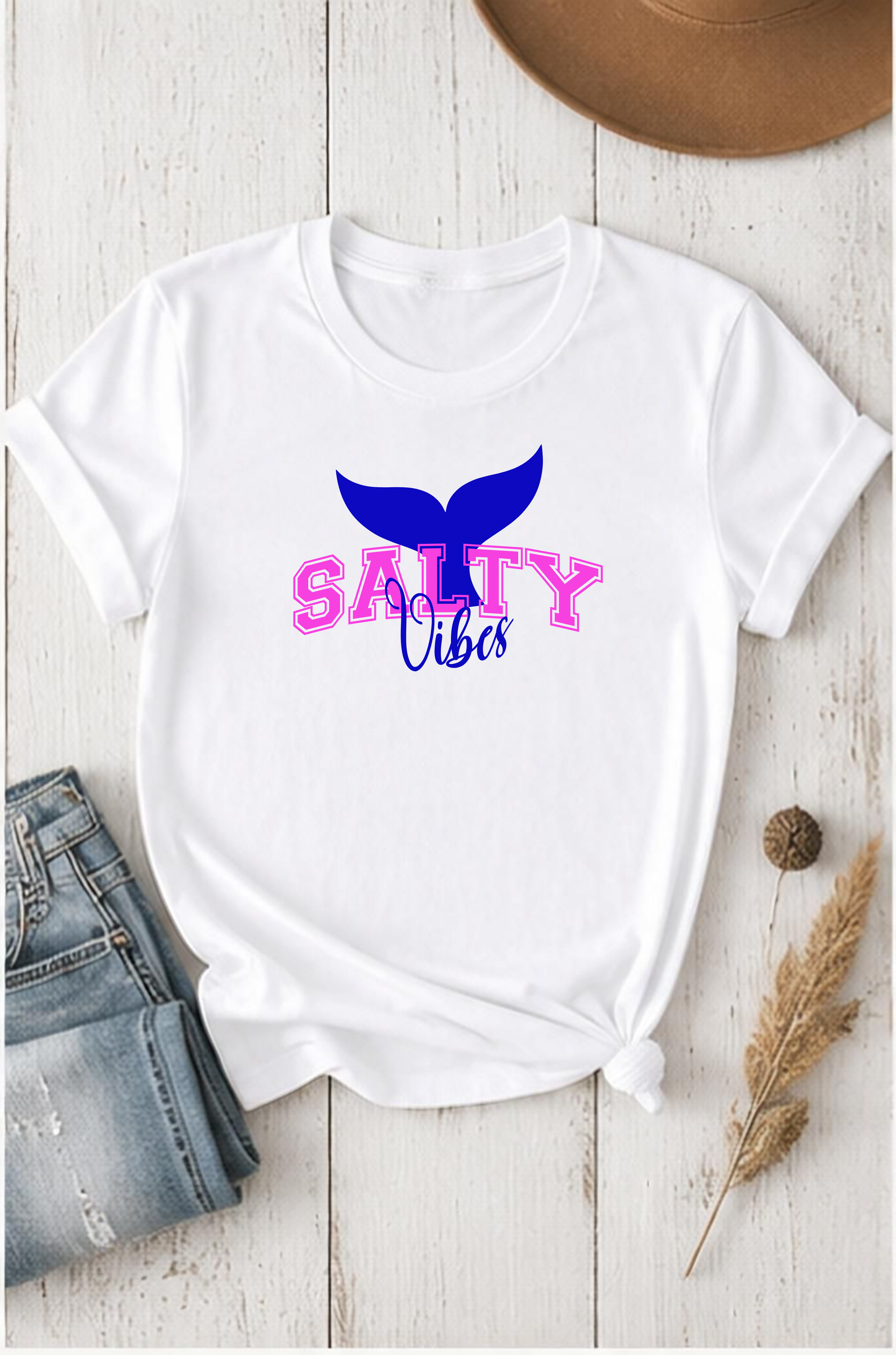 Salty Vibes T‑Shirt — Whale Tail Beach Tee