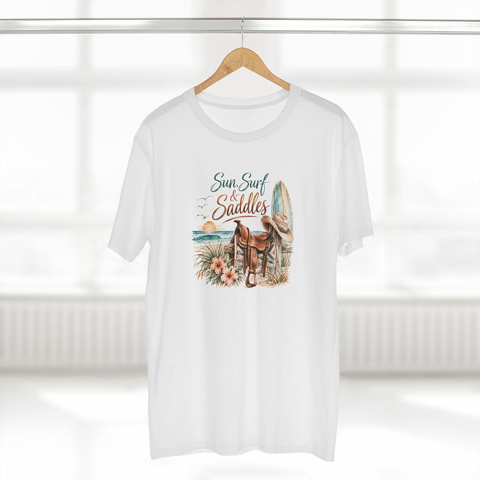 Thumbnail: T-Shirt — Sun, Surf & Saddles Vintage Beach Western Graphic Tee