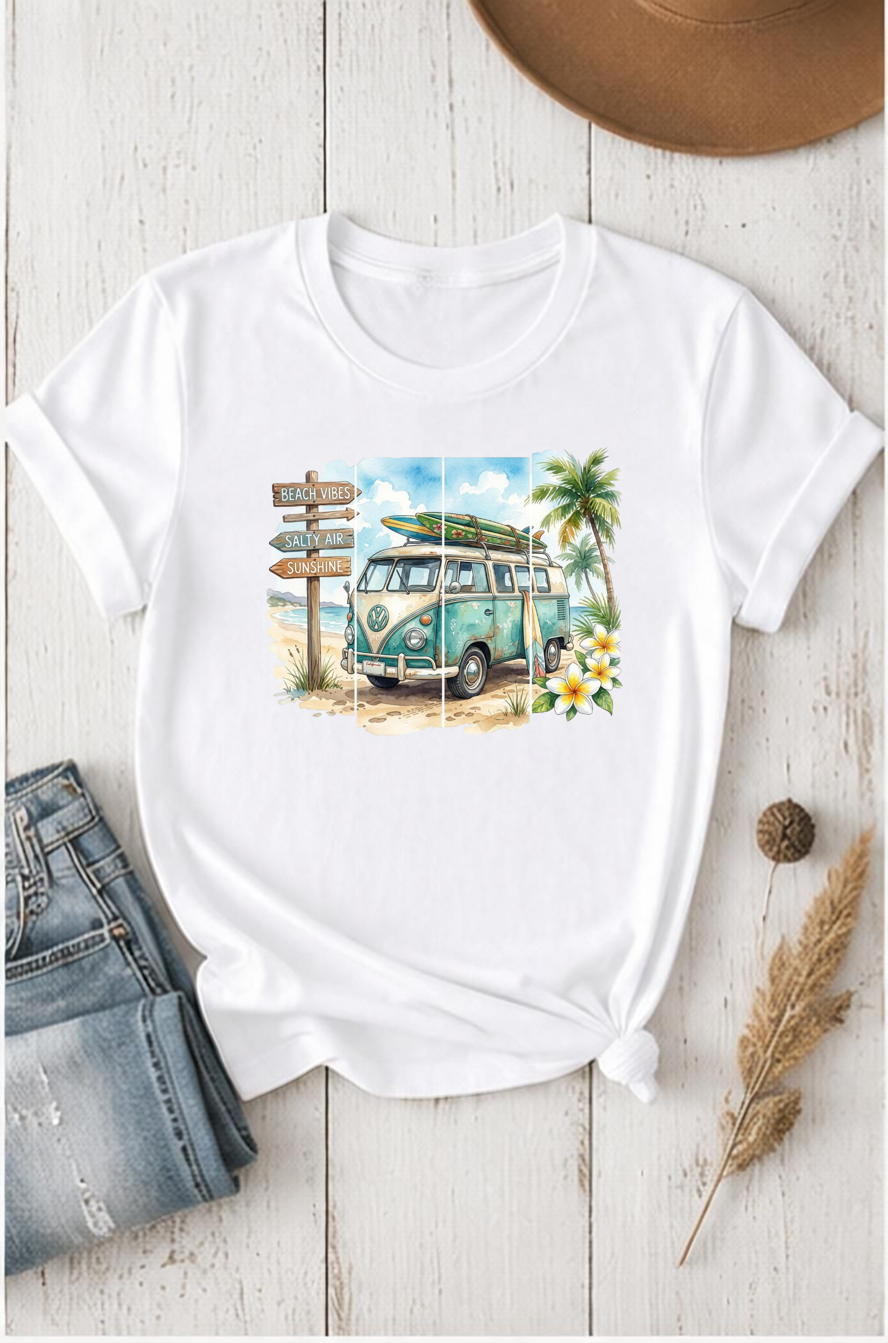 Beach Life T‑Shirt — Vintage VW Surf Van Tee