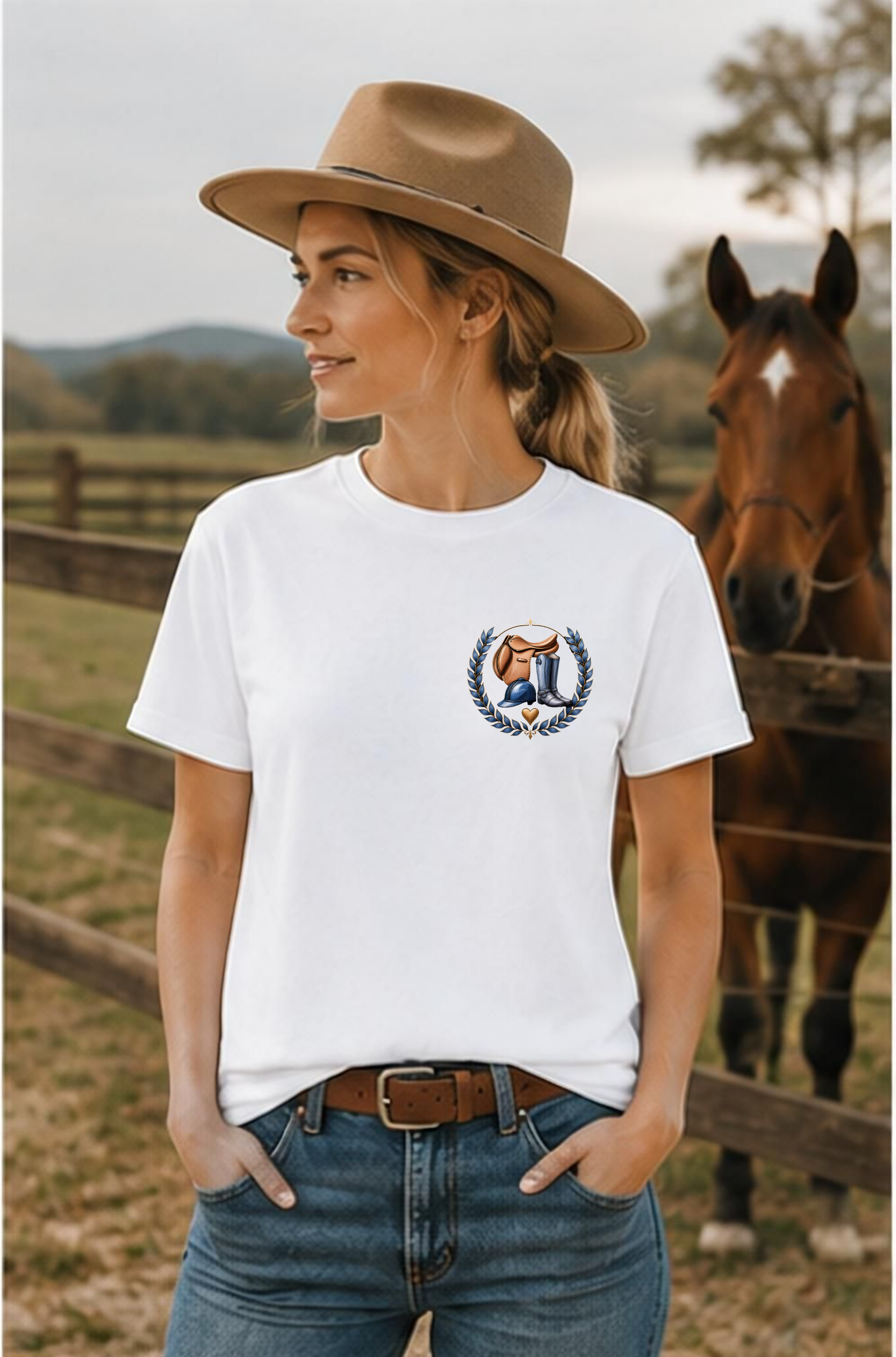 Equestrian Crest Pocket T-Shirt - saddle-boots-helmet