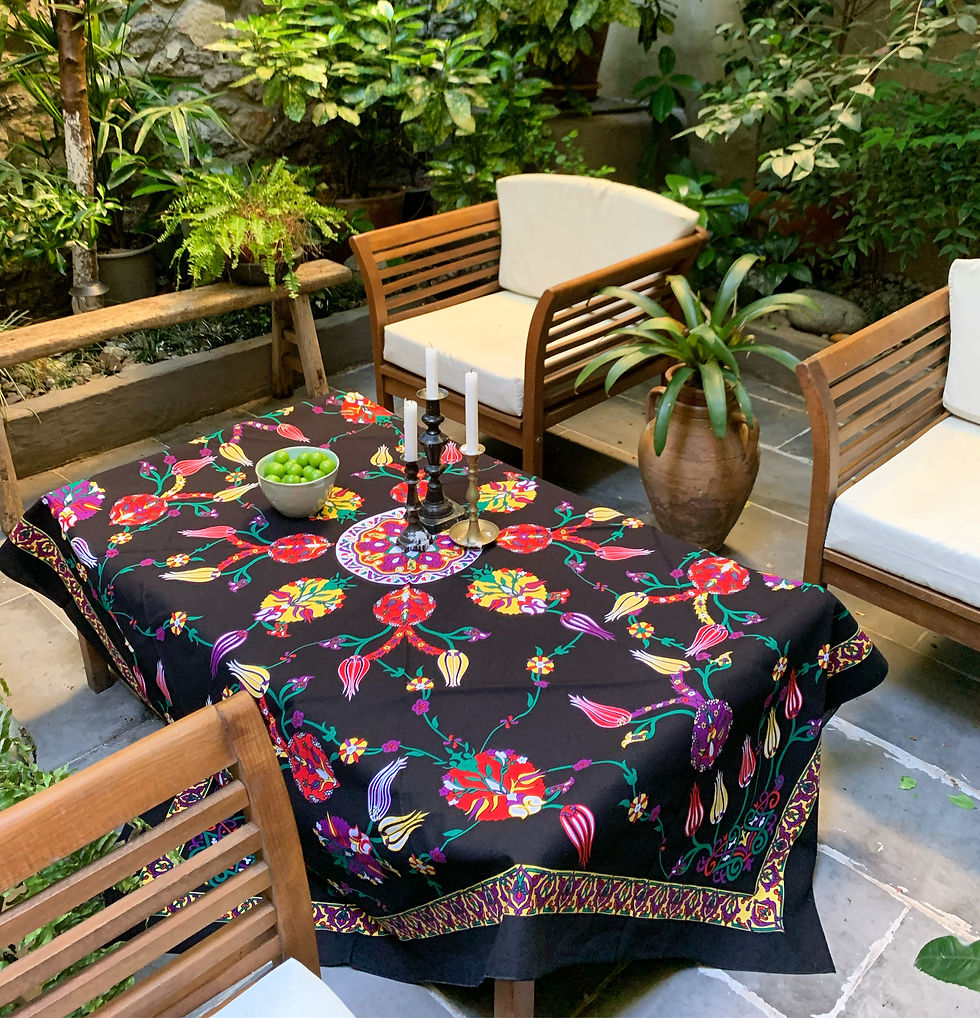 Thumbnail: Handprinted Cotton Table Cloth