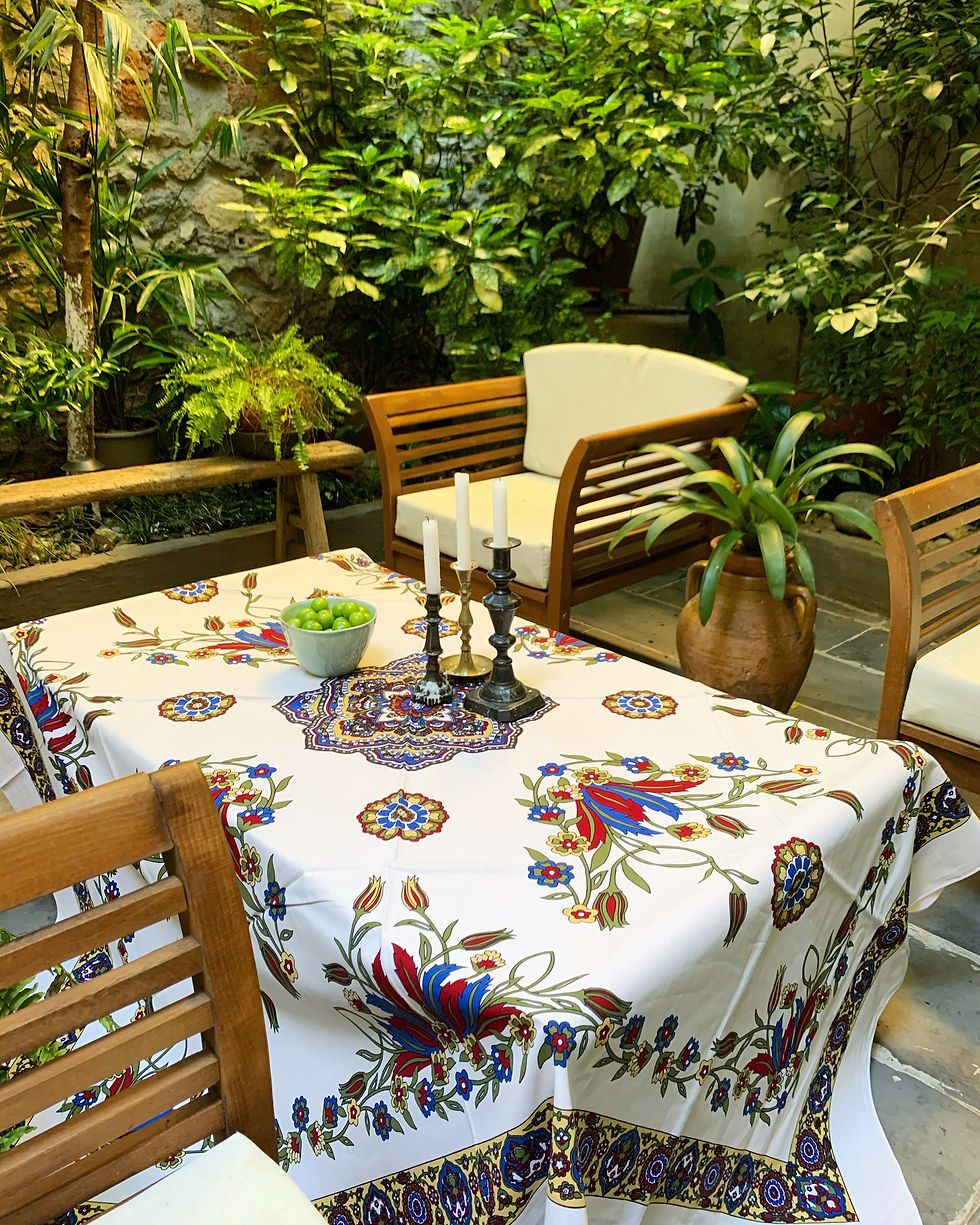 Thumbnail: Handprinted Cotton Table Cloth
