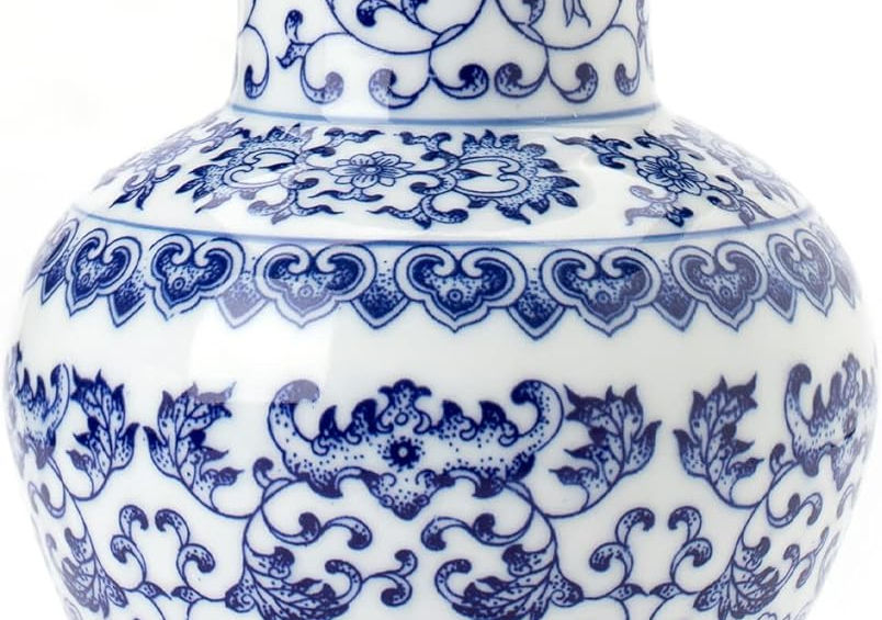 Oversized Vase, Blue and White Vase, Console Styling