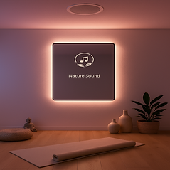 Ceiling speaker playing nature sounds in a quiet wellness room