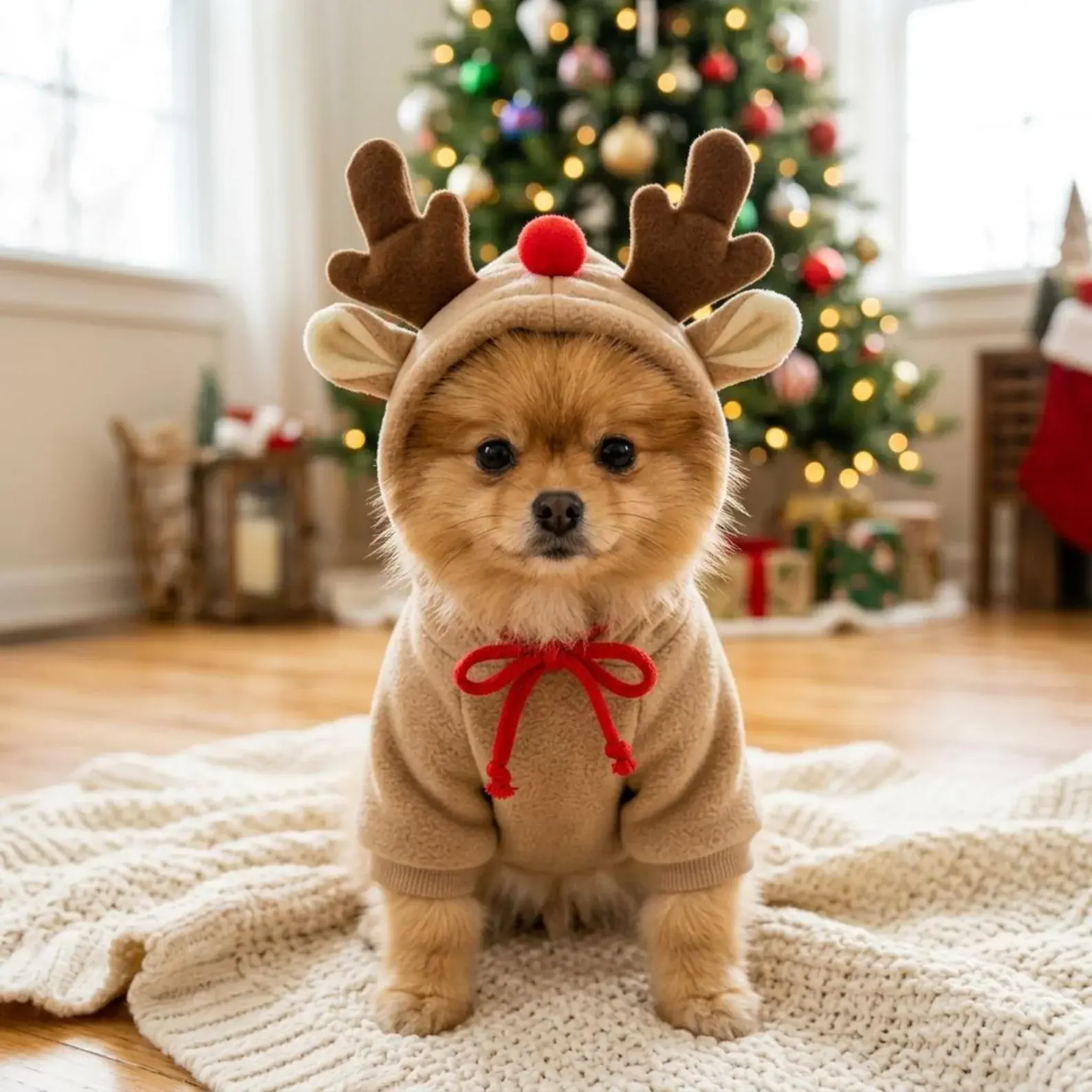 Reindeer Hoodie for Dogs – Cosy Festive Pet Costume with Antler Hood