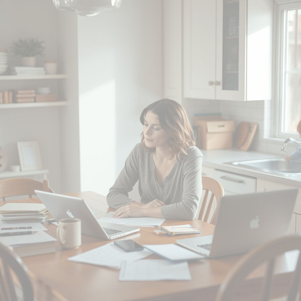 A woman sitting at her desk with too many lists and papers to deal with