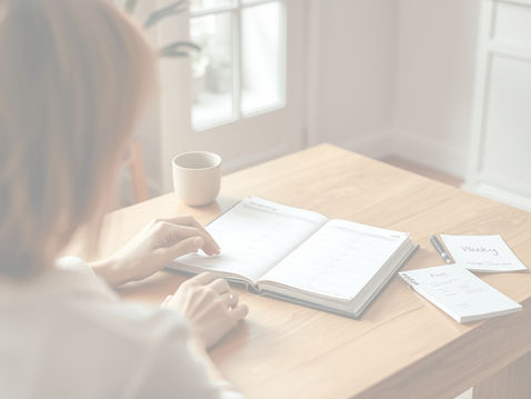 A person resetting their week with a simple planner and a small number of priorities on a calm, uncluttered table.